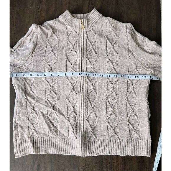 St. John Sport Beige Long Sleeve Zip Up Knit Sweater Cardigan Size P - Picture 8 of 9